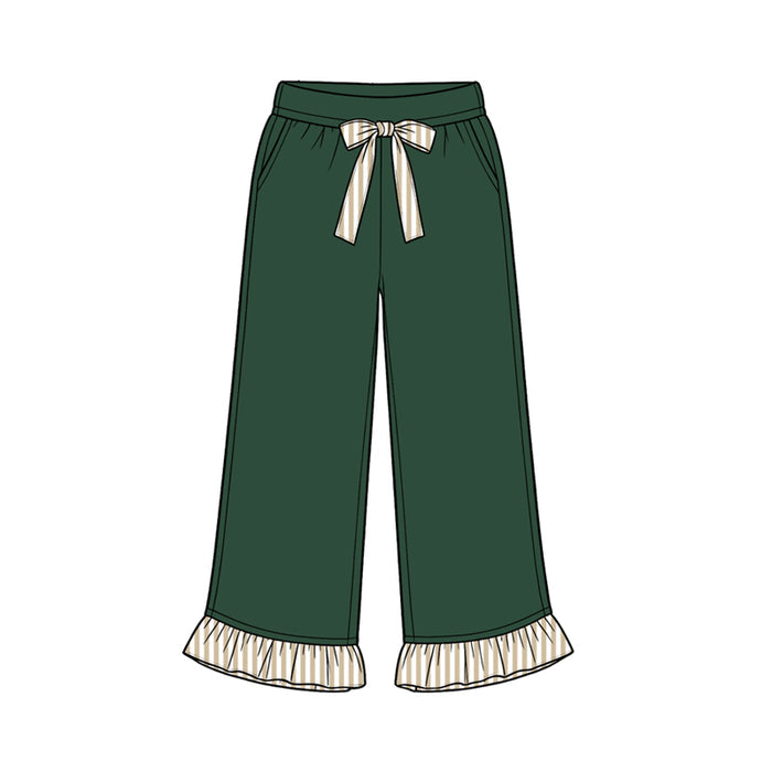 8.15 Preorder Kids Girls Dark Green Girls Wide Leg with Beige Stripe