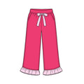 8.15 Preorder Kids Girls Hot Pink Girls Wide Leg with Pink Stripe