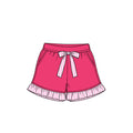8.15 Preorder Kids Girls Hot Pink Shorts with Pink Stripe Ruffle