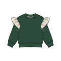 8.15 Preorder Kids Girls Khaki Flutter Sleeve Green Top