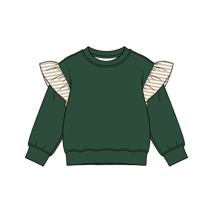 8.15 Preorder Kids Girls Khaki Flutter Sleeve Green Top