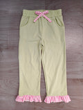 8.15 Preorder Kids Girls Light Green Girls Wide Leg with Pink Stripe