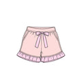 8.15 Preorder Kids Girls Light Pink Shorts with Pink Stripe Ruffle