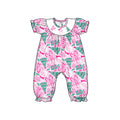 8.15 SR4289 Preorder Santa Candy Cane Tree Pink Print Baby Girls Christmas Romper