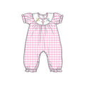 8.15 SR4290 Preorder Cross Bows Pink Checkered Print Baby Girls Easter Romper
