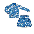 8.18 Preorder GLD1769 Baby Girls Snowman Pullover Top with Skort Outfit