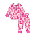 8.19 GLP3732 Preorder Tree Pink Bows Checkered Print Girls Christmas Pajamas Clothes Set