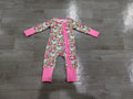 8.19 LR3305 Preorder Santa Camo Print Baby Girls Christmas Zipper Sleeper Romper