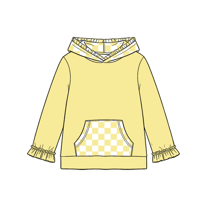 8.19 Preorder Kids Girls Yellow Pocket Hoodie Top