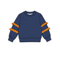 8.19 Preorder Kids Navy Orange Ruffle Long Sleeve Fall Pullover Top