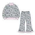 8.20 GLP3737 Preorder Grey Camo Top Bell Pants Girls Fall Clothes Set