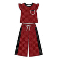 8.20 GSPO2369 Preorder Kids Girls Burgundy Polka Dot Ruffle Sleeve Top with Wide Leg Pants Outfit