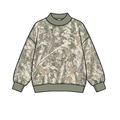 8.20 Preorder BT1918 Kids Girls Realtree Camo Olive Trim Mock Neck Long Sleeve Active Pullover Top