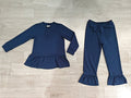 8.21 GLP3750 Preorder Black Cotton Mocknecks Top Ruffle Pants Girls Clothes Set