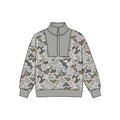 8.25  Preorder  Grey Camo Half‑Zip  Long Sleeve Pullover Top