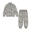 8.25  Preorder Grey Duck Camo Half‑Zip Top & Jogger Pants Set