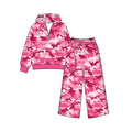 8.26 GLP3763 Preorder Pink Camo Print Zipper Hoodie Top Pockets Pants Girls Clothes Set