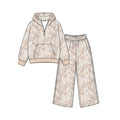 8.26 GLP3768 Preorder Khaki Branch Camo Print Zipper Hoodie Top Pockets Pants Girls Clothes Set