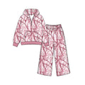 8.26 GLP3769 Preorder Pink Branch Camo Print Zipper Hoodie Top Pockets Pants Girls Clothes Set