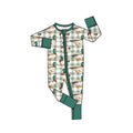 8.26 LR3312 Preorder Baby Girls Mallard Duck Green Long Sleeve Zipper Romper