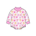 8.27 LR3314 Preorder Colorful Hearts Bows XOXO Print Baby Girls Valentine's Day Mocknecks Romper