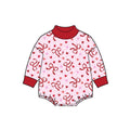 8.27 LR3318 Preorder Hearts Bows Print Baby Girls Valentine's Day Mocknecks Romper