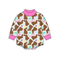 8.27 LR3322 Preorder Bunny Bows Eggs Print Baby Girls Easter Mocknecks Romper