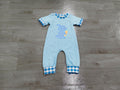 8.27 SR4297 Preorder Bunny Carrot Blue Checkered Print Baby Boys Easter Romper