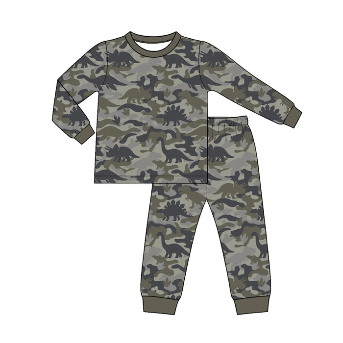 8.28 Preorder Toddler Boys Camo Dinosaue Long Sleeve Pajama Set