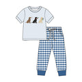 8.28 Preorder Toddler Boys Hunting Dog Gingham Pants Outfit