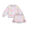 8.28 Preorder Toddler Girls Baby Girls Easter Bunny Flowers Long Sleeve Top Shorts Outfit