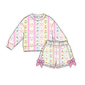 8.28 Preorder Toddler Girls Baby Girls Easter Bunny Tulip Bow  Long Sleeve Top Shorts Outfit