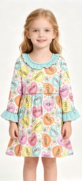 8.28 Preorder Toddler Girls Heart Candy Flower Long Sleeve Dress