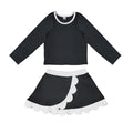 8.29  GLD1790 Preorder  Baby Girls Black Long Sleeve Top Scalloped Skort Active Set