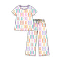 8.29 GSPO2375 Preorder Colorful Bunny Checkered Top Straight Pants Girls Easter Clothes Set