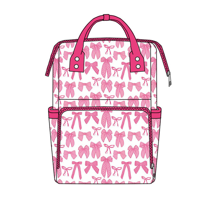 8.3 BA0405 Preorder Pink Bows Print Adult Baby Diaper Bags