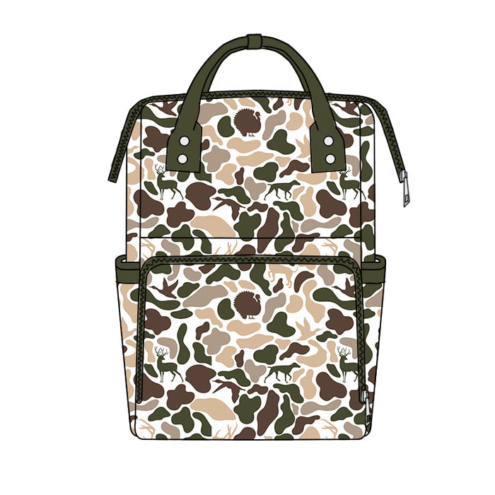 8.3 BA0407 Preorder Brown Khaki Camo Hunting Print Adult Baby Diaper Bags