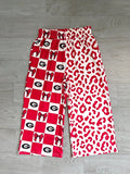 8.3  P1126 Preorder Teams Georgia Bows Checkered Leopard Print Girls Bottom Pockets Straight Pants