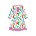 8.4 Preorder Baby Girls Christmas Tree Print Long Sleeve Gown Dress