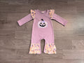 8.4 Preorder Baby Girls  Halloween Floral Pumpkin Purple Romper
