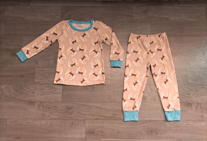 8.6 BLP1535 Preorder Nativity Stars Print Kids Christmas Pajamas Clothes Set
