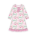 8.6 GLD1734 Preorder Tree Bows Pink Print Girls Christmas Knee Length Dress