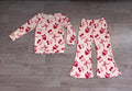 8.6 GLP3636 Preorder Cherry Hearts Bows Print Girls Valentine's Day Scallop Clothes Set