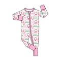 8.6 LR3227 Preorder Tree Bows Baby Girls Christmas Long Sleeve Zipper Sleeper Romper