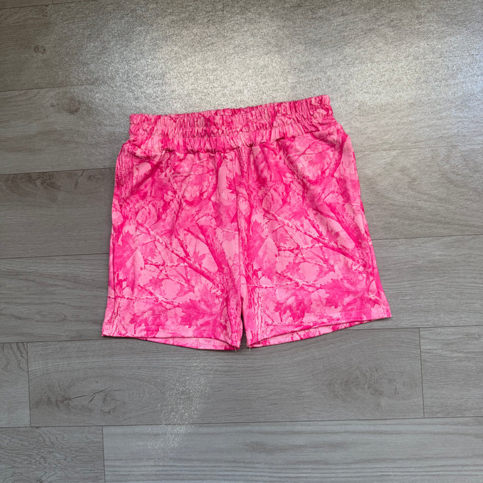 8.6 SS0993 Preorder Pink Branch Print Girls Bottom Pockets Shorts