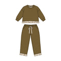 8.7 GLP3646 Preorder Olive Brown Thick Cotton Girls Fall Clothes Set