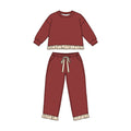 8.7 GLP3647 Preorder Maroon Thick Cotton Girls Fall Clothes Set