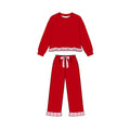 8.7 GLP3648 Preorder Red Thick Cotton Girls Christmas Clothes Set