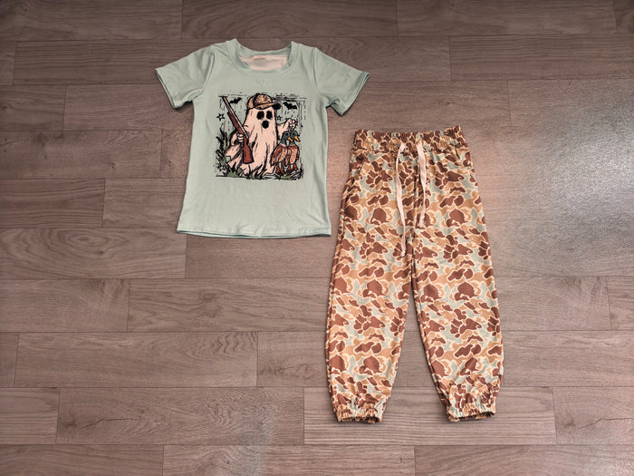 8.8 BSPO0703 Duck Ghost Hunting Top Camo Joggers Boys Halloween Clothes Set