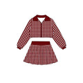 8.8  Preorder Girls Maroon Gingham Pullover Top With Skort Active Outfit